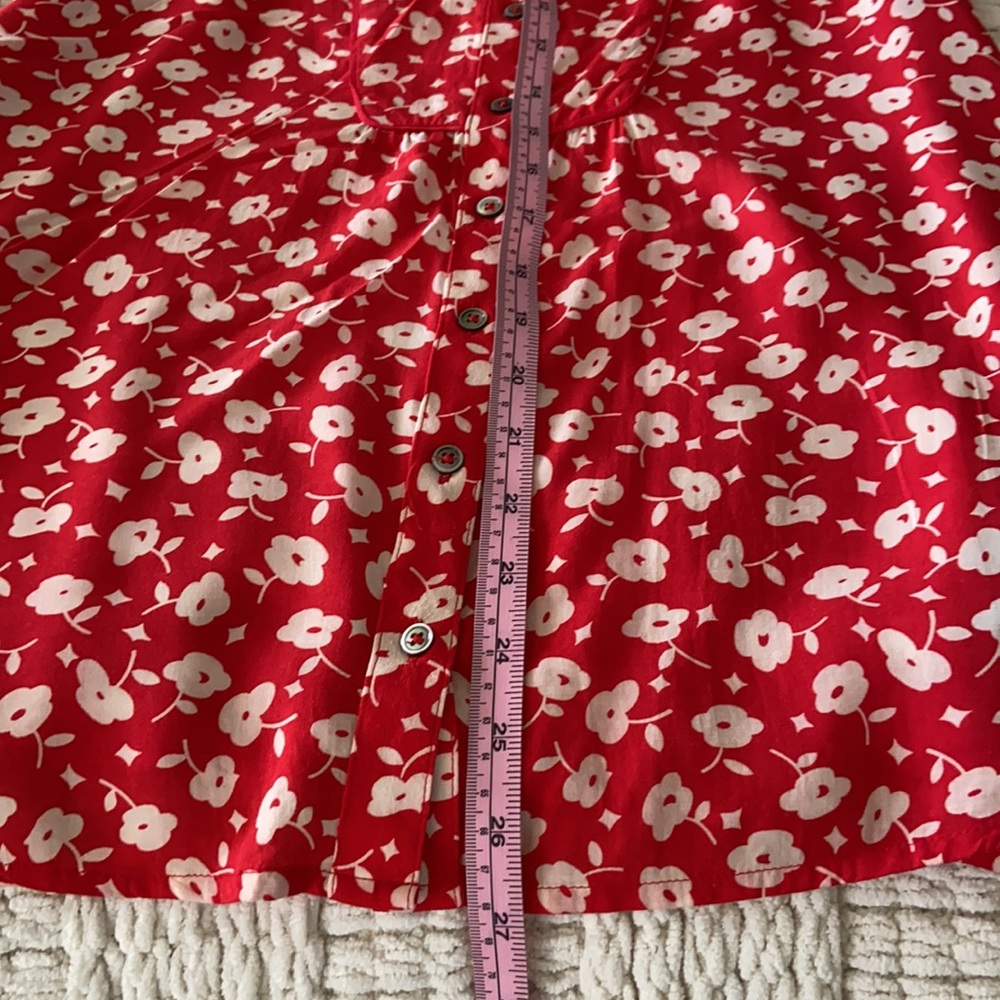 Maeve Anthropologie Sleeveless Red Floral Top Sz 0 - Picture 11 of 11